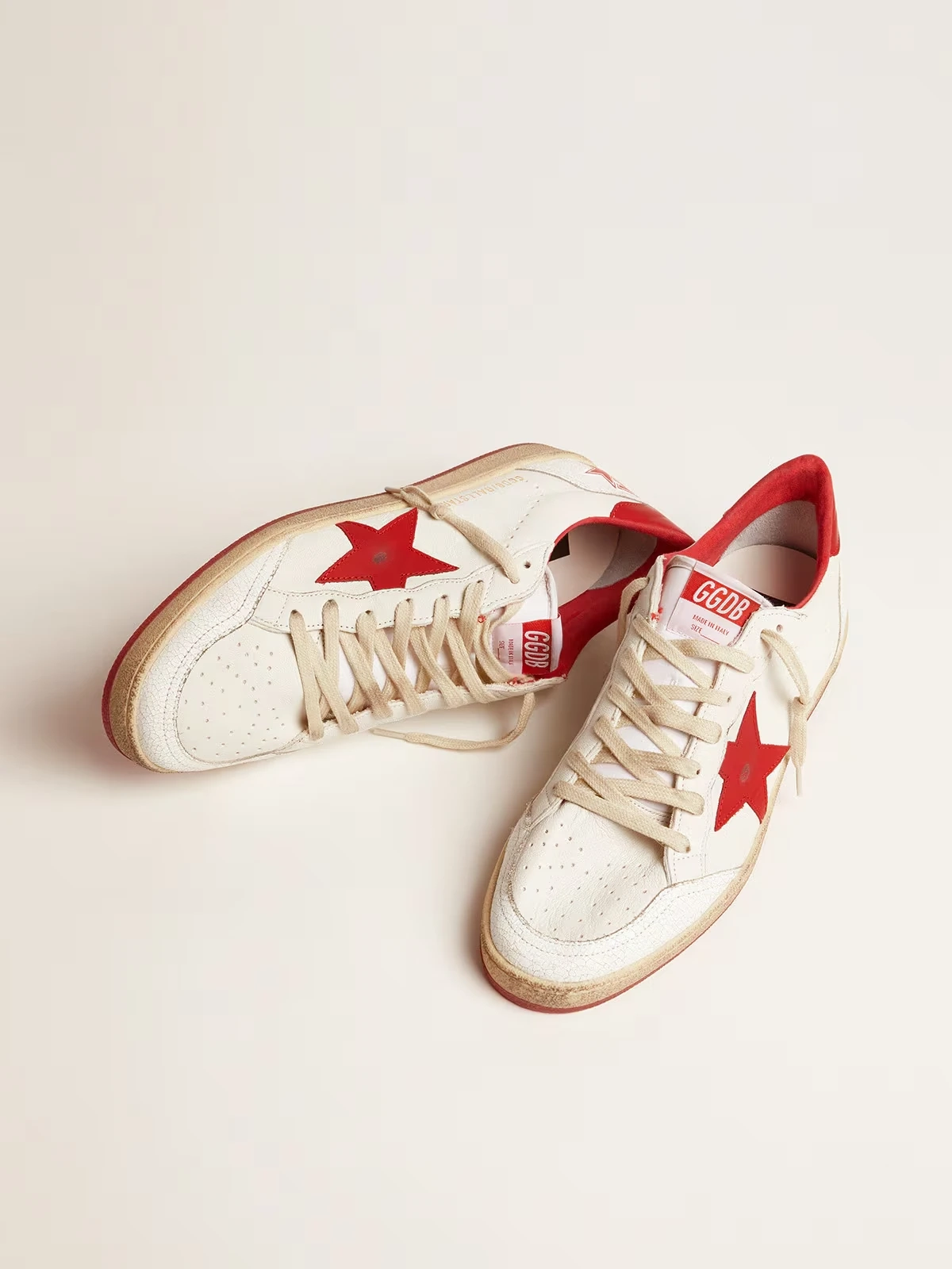 Mens Ball Star in white leather