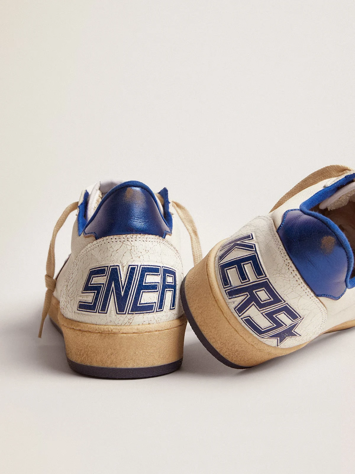 Mens Ball Star in white nappa with blue star and heel tab 5
