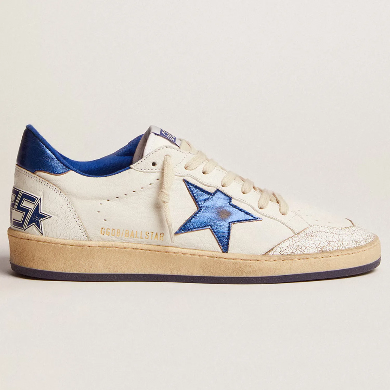 Mens Ball Star in white nappa with blue star and heel tab 5