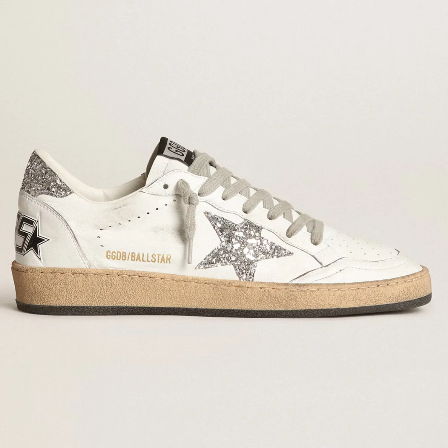 Womens Ball Star in nappa with white star and glitter heel tab